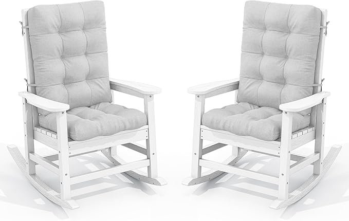 SERWALL Oversized Outdoor Rocking Chair Set of 2, HDPE Rocker by SERWALL