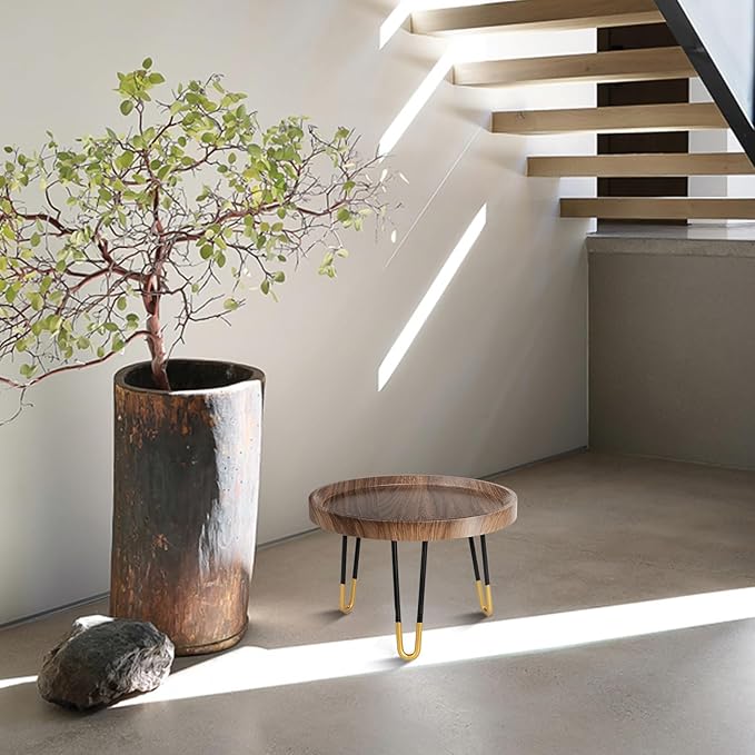 Plant Stand Indoor Outdoor, Mid Century Style Walnut Wood Color Plant Stand - Image 5