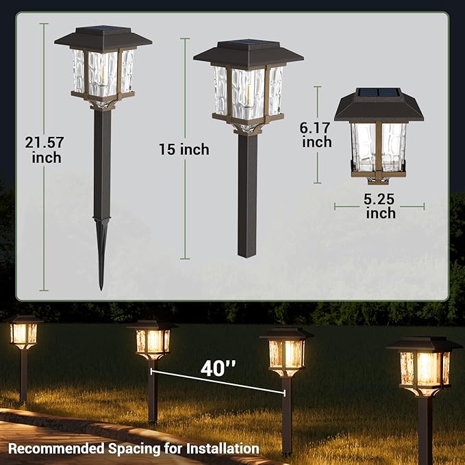XMCOSY+ Solar Pathway Lights Outdoor, 2-Tone LED Waterproof Garden Outdoor - Image 7