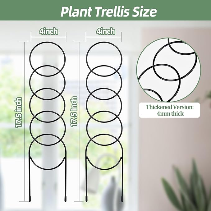 17.5 Inch Plant Trellis Indoor for Climbing Plants, Metal Trellis, Small Garden - Image 2