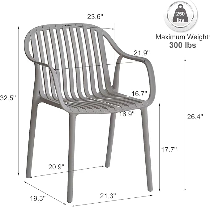 Modern Stackable Outdoor & Indoor Plastic Dining Chairs Set, Outdoor Breathable - Image 3