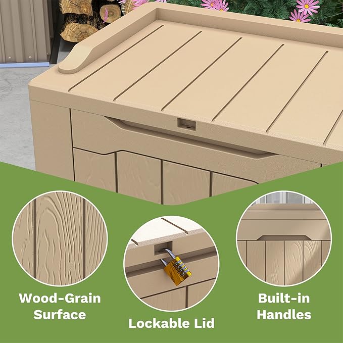 Patiowell 30 Gallon Resin Deck Box, Outdoor Storage Box - Image 4