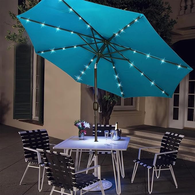 Blissun 9 ft Solar Umbrella, 32 LED Lighted Patio Umbrella, Table Market - Image 7
