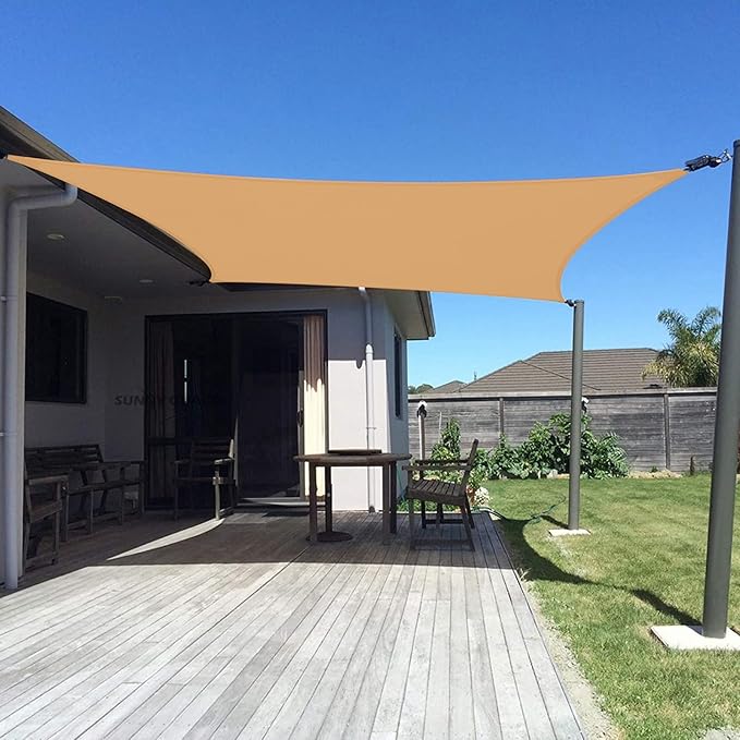 SUNNY GUARD Custom Size 7'x12' Peach Fuzz Sun Shade Sail Rectangle UV Block by SUNNYGUARD