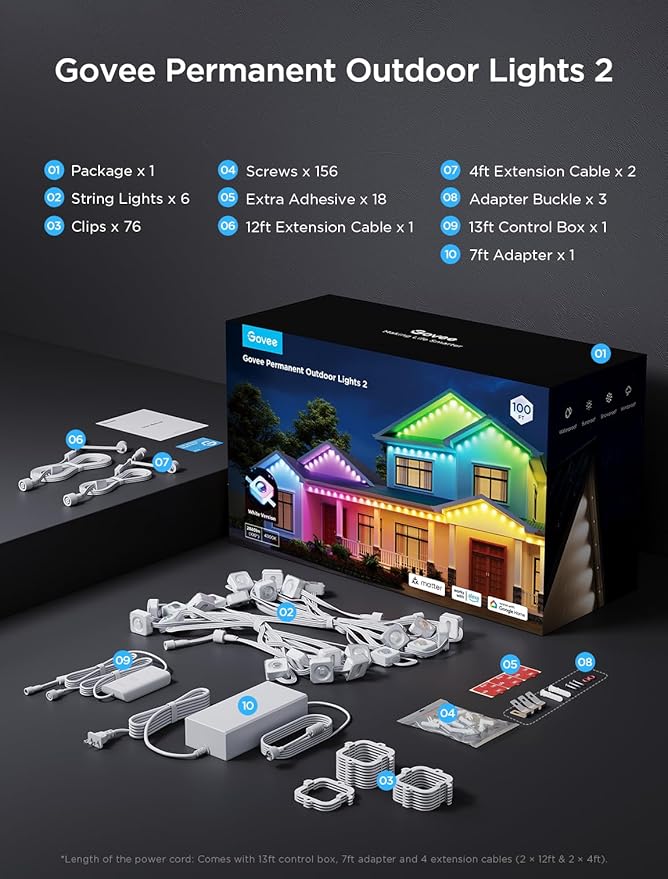 Govee Permanent Outdoor Lights 2, 100ft RGBIC Outdoor Lights - Image 9