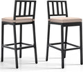YITAHOME Outdoor Bar Stools Set of 2, Cushioned Metal Outdoor Bar Stools by YITAHOME