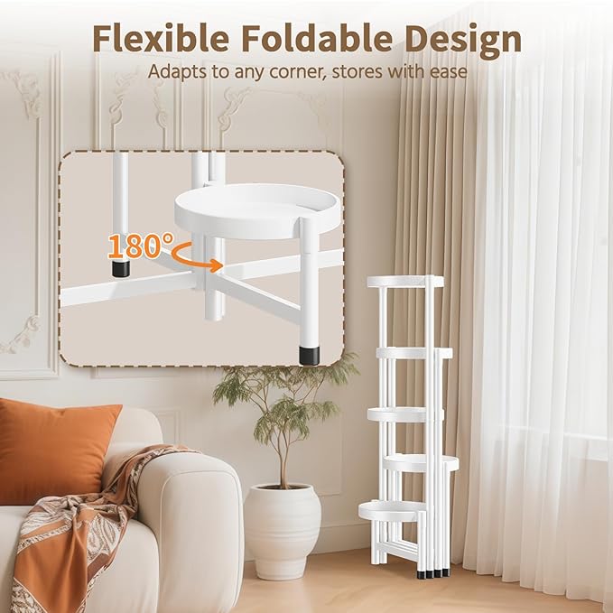 LASZOLA 5 Tiered Folding Tall Plant Stand Indoor - Image 2
