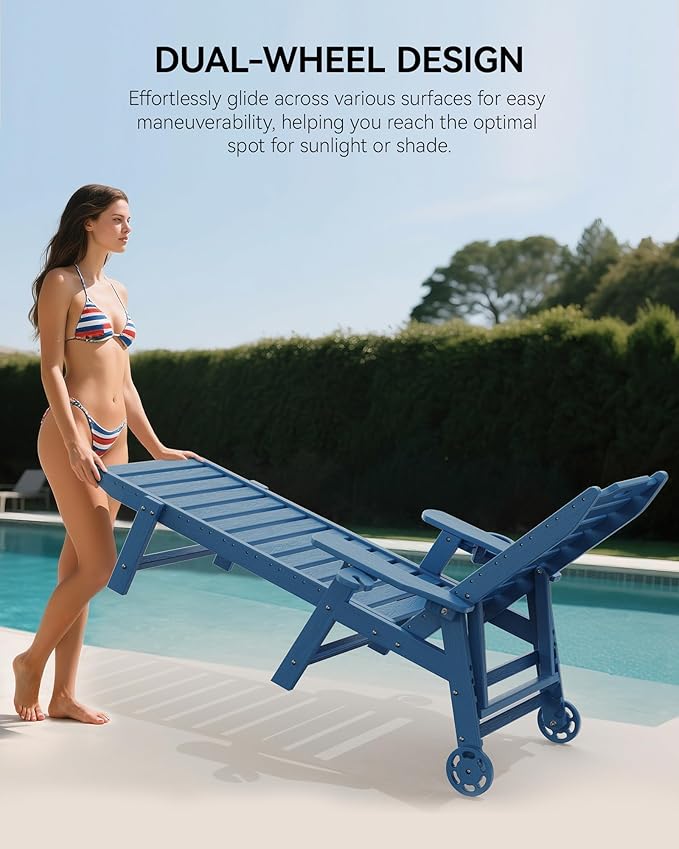Carauci Lounge Chair Outdoor Set of 2, HDPE Chaise Lounge - Image 4