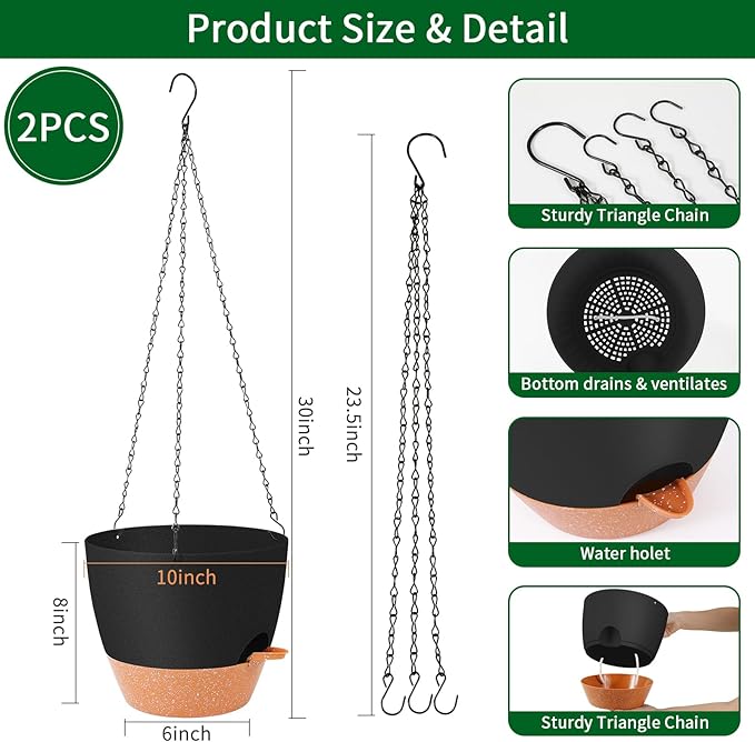 GARDIFE Hanging Planter, 10 inch Hanging planters - Image 2