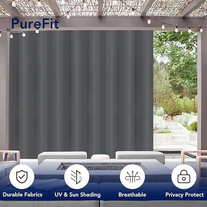 PureFit Outdoor Curtains for Patio Waterproof Weatherproof, UV Resistant - Image 3