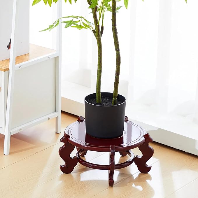 Geetery 2 Pcs 4 to 12 in Wooden Plant Stands Indoor Chinese Oriental Plant Stand - Image 4