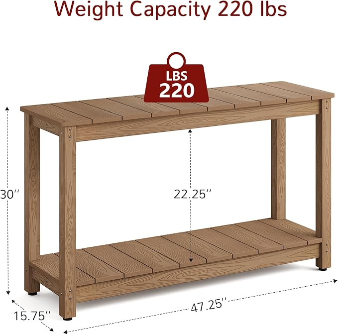 Stoog All-Weather Patio Console Table, 2-Tier Outdoor Table - Image 3