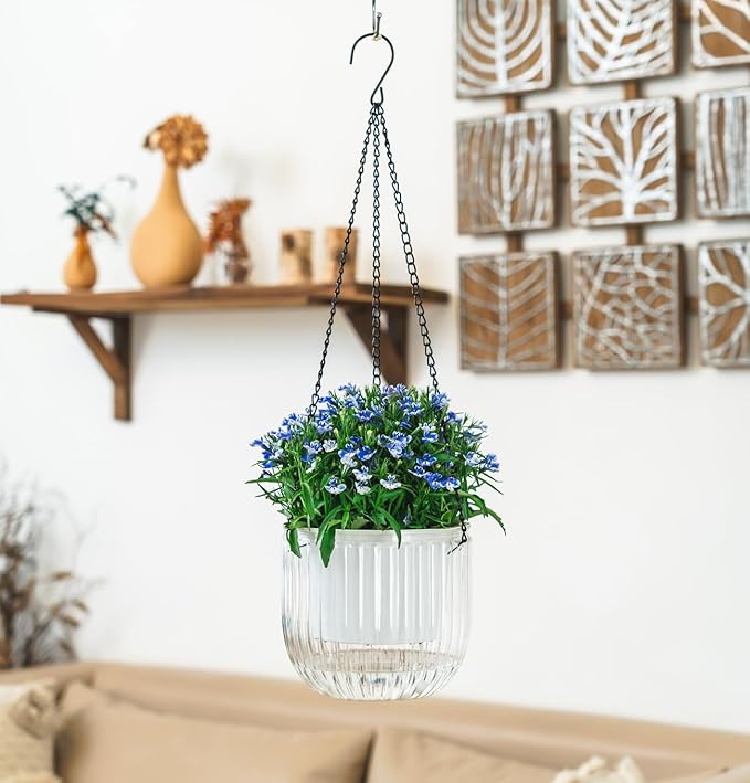 Melphoe 2 Pack Self Watering Hanging Planters Indoor Flower Pots, 6.5 Inch - Image 4