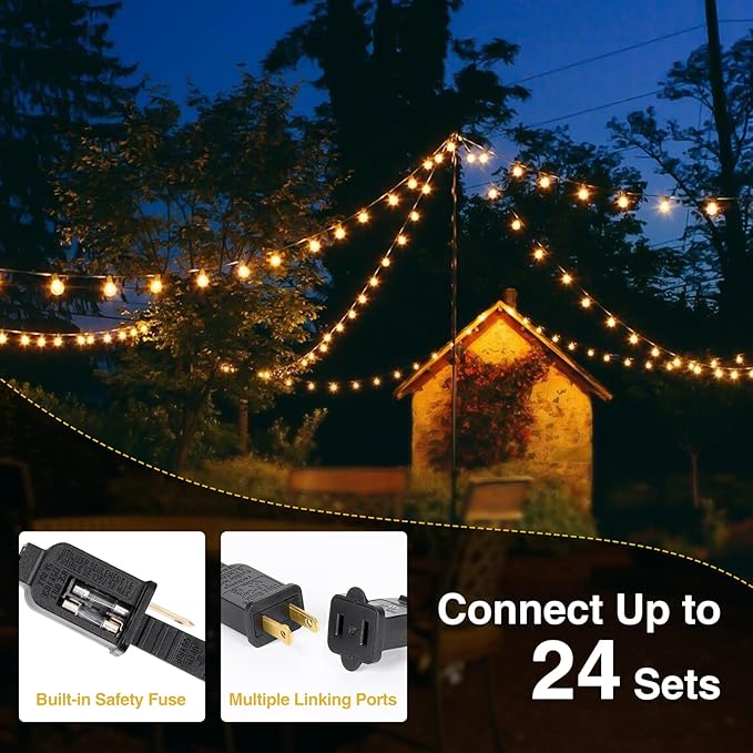 ZJOJO 200FT Outdoor String Lights, G40 Globe Outdoor Lights - Image 5