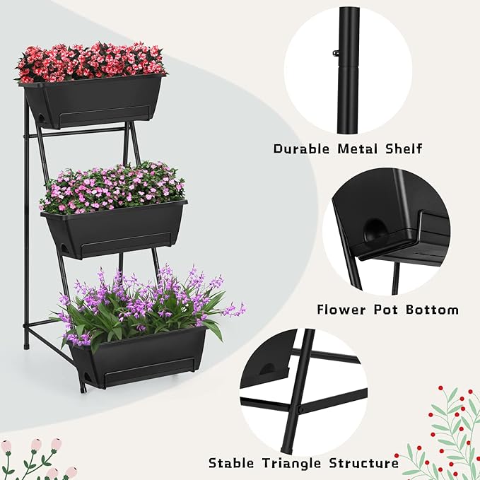Vertical Raised Garden Bed 3 Tier Elevated Garden Planters Stand Up Garden - Image 4