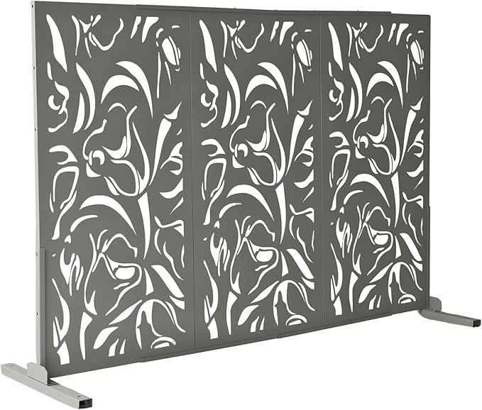 Oakland Living 6 ft. X 4 ft. Grey Freestanding Metal Privacy Screen Room Divider - Image 4