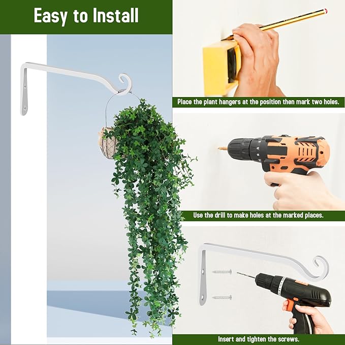FEED GARDEN Hanging Plant Bracket 10 Inch 2 Pack, Hand-Forged Plant Hanger - Image 6