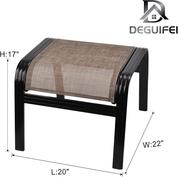 Patio Ottoman Outdoor Footstools Assembled Aluminum Footrest Small Seat - Image 3