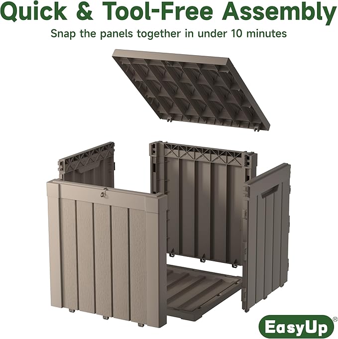 EasyUp 50 Gallon Outdoor Storage Box, Resin Waterproof UV-Resistant Deck Box - Image 5