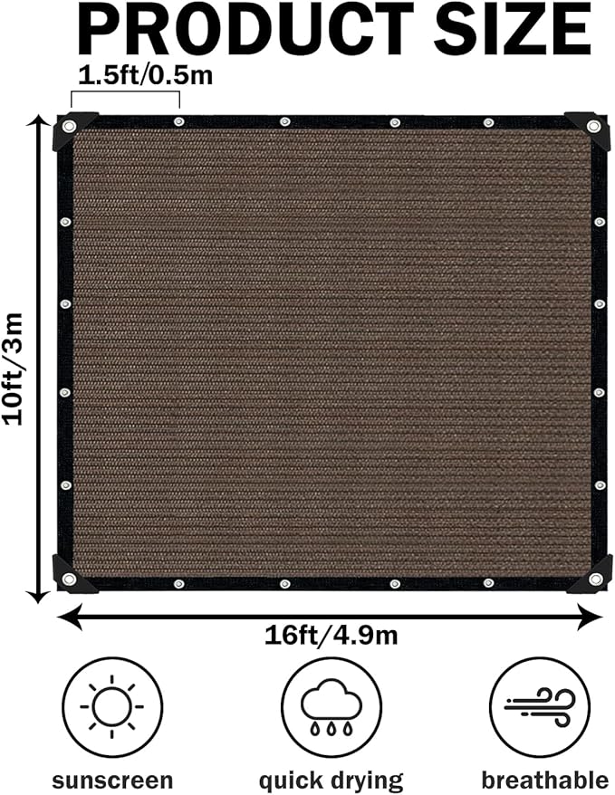 Mocha Sun Shade Cloth, Pergola Shade Cover - Image 2