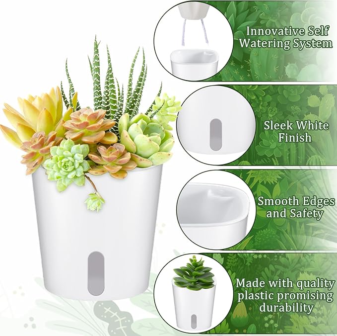 SHENLIU 3" Self Watering Pots, 20 Sets Plastic Self Watering Planters - Image 3