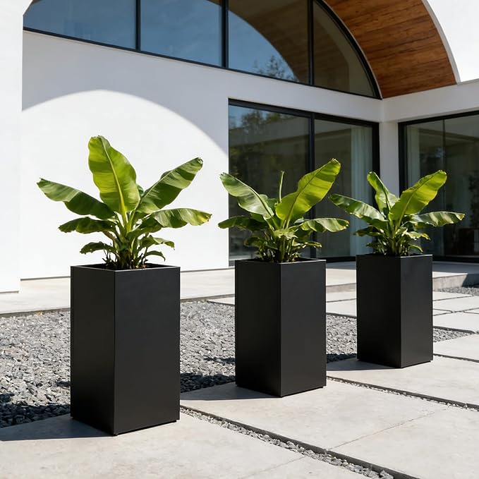 Set of 2 Tall Metal Planter Box - Image 7