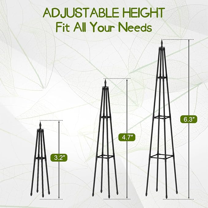 Obelisk Trellis for Climbing Plants Outdoor, 5.2 Ft Garden Trellis for Potted - Image 5