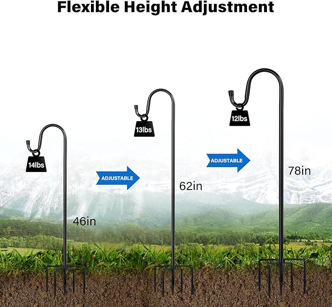 Shepherd Hooks for Outdoor, ToyHotels 1 Pack 78 Inch Bird Feeder Pole - Image 3