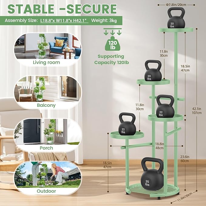 TOSKING 5 Tier Metal Plant Stand Indoor， Plant Shelf, Corner Shelf Flower Pot - Image 3