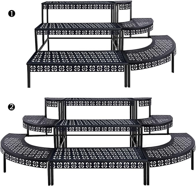 aboxoo 3 Tier Plant Stand Flower Pot Rack, Metal Stair-Step Style Corner Shelf - Image 8
