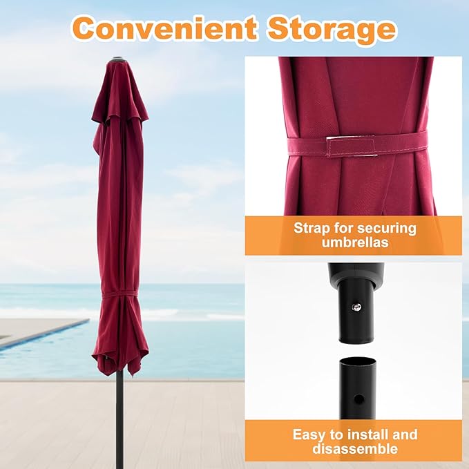 OLIXIS Half 9Ft Umbrella Outdoor Patio, Scalloped Patio Umbrella - Image 4