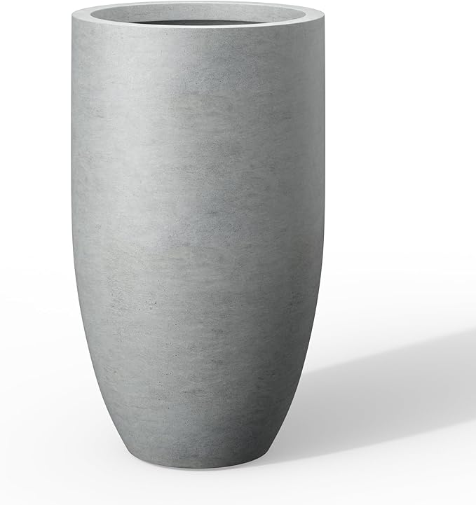 Kante 24 Inch Tall Round Concrete Planter, Large Indoor Outdoor Plant Pots by Kante