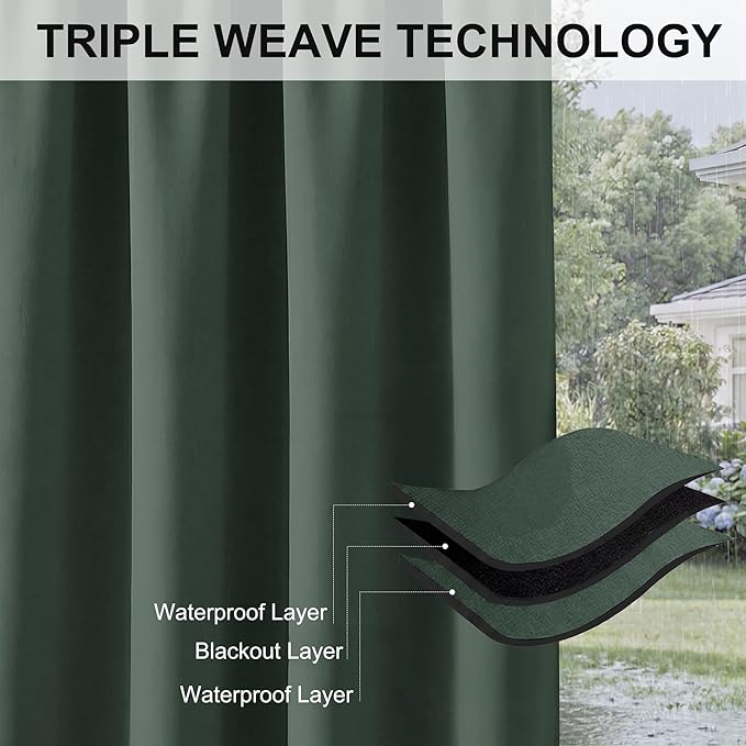 RYB HOME Outdoor Curtains for Patio Waterproof Block Sunlight Thermal Insulated - Image 6
