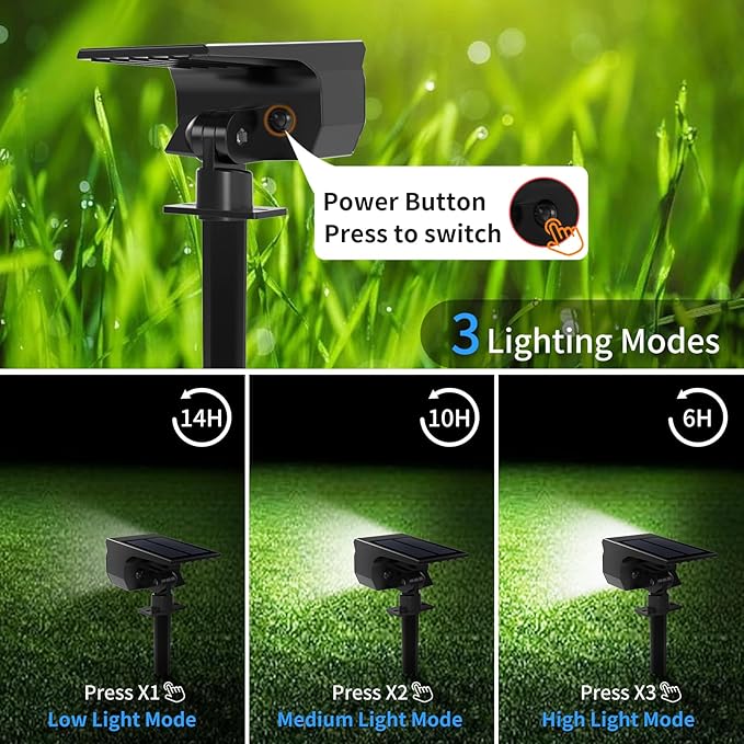 Solar Spot Lights Outdoor 2 Pack, Solar Landscape Spotlights Waterproof - Image 7