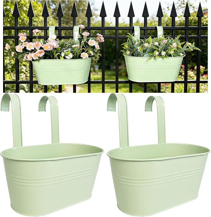 Balcony Hanging Planters Flower Pots, Fence Pot Hanging Plant Holders by JOYFERNAL