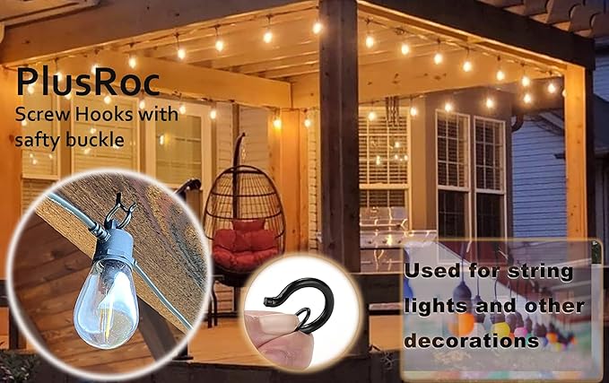 PlusRoc 20 Pack Ceiling Hooks for Hanging Plants Outdoor String Lights Heavy - Image 4