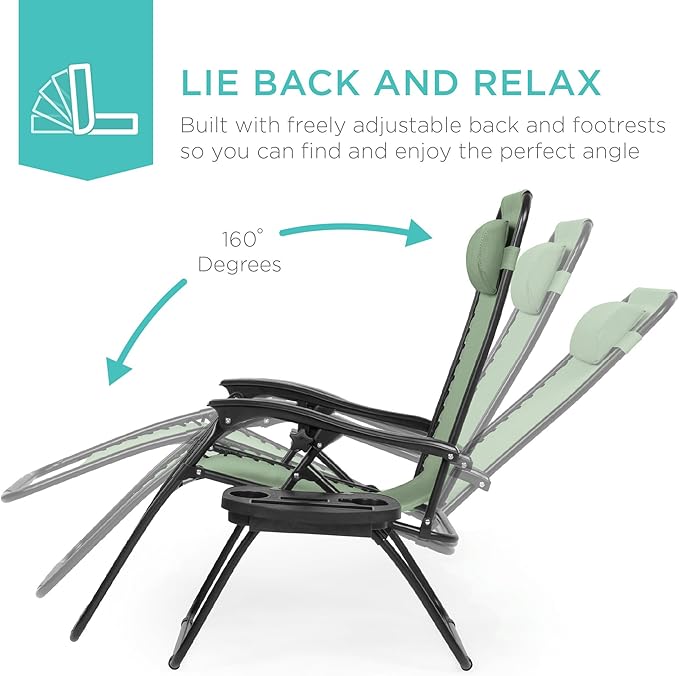 Best Choice Products Set of 2 Adjustable Steel Mesh Zero Gravity Lounge Chair - Image 4