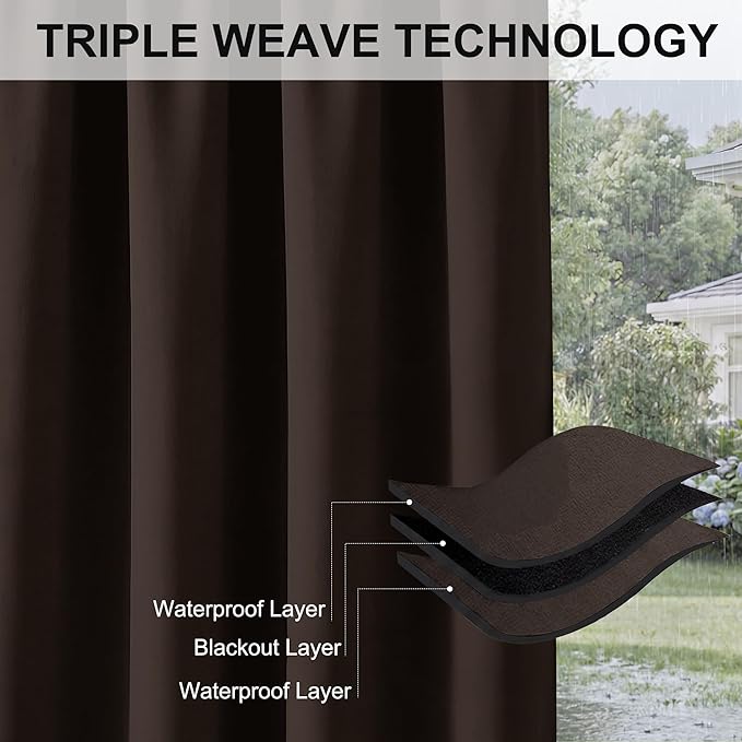 RYB HOME Blackout Curtains Outdoor 1 Panel, Wide 52 x Long 95 inch - Image 6