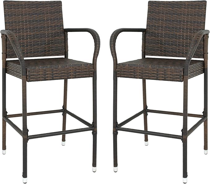 SUPER DEAL Upgraded Wicker Bar Stool Chairs Outdoor Backyard Rattan Chair by Superdeal