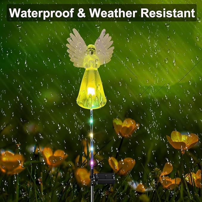 4 Pack Solar Angel Lights Outdoor Decor, Decorative Color Changing Waterproof - Image 5