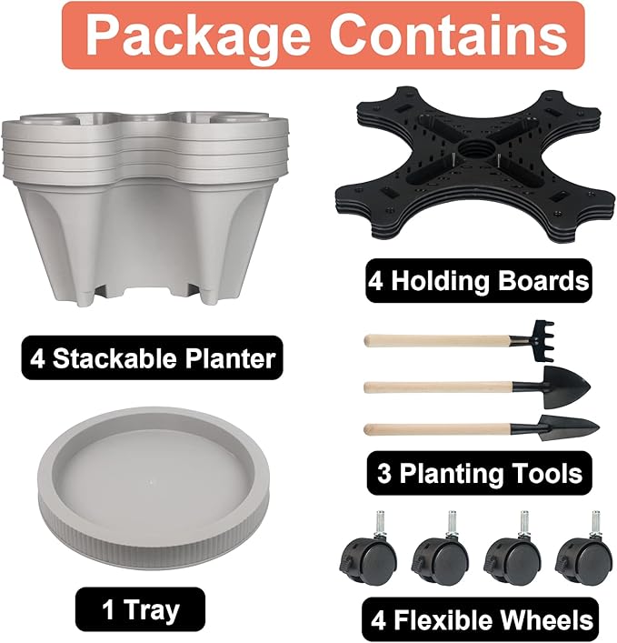 Vertical Planter 4 Tier Stackable Planters Garden Planters Strawberry Herb - Image 8