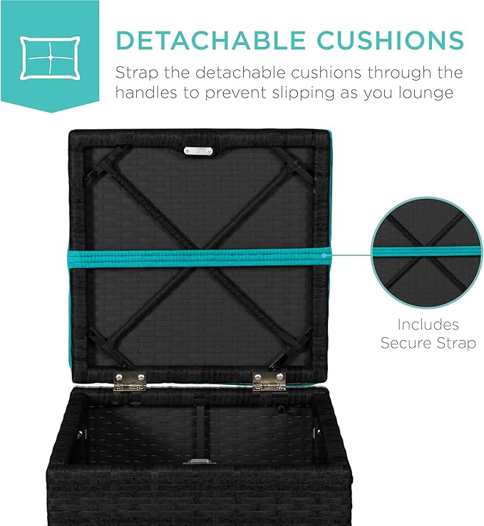 Best Choice Products Set of 2 Wicker Ottomans, Additional Seating, Side Table - Image 6