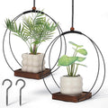 2 Pack Hanging Planters for Indoor Outdoor Plants, 12 Inch Sturdy Wood Base by Unknown