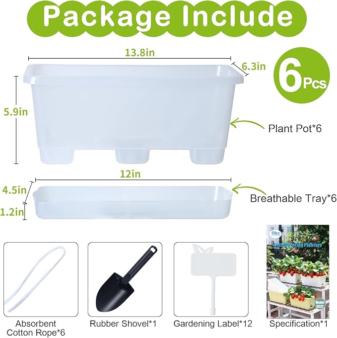 Window Box Planter 6 Packs, 13.8 Inches Rectangle Flower Pots - Image 7