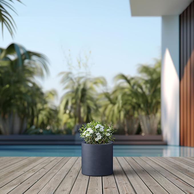 Kante 9.8" Dia Round Concrete Planter, Modern Style Large Cylindrical Plant Pot - Image 6