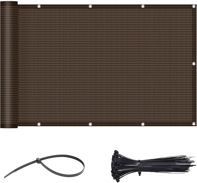 LOVE STORY 3.3'x19.7' Brown Balcony Screen Privacy Fence Cover UV Protection by LOVESTORY