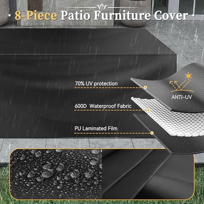Aoxun 8-Piece Outdoor Patio Furniture Set - Image 8