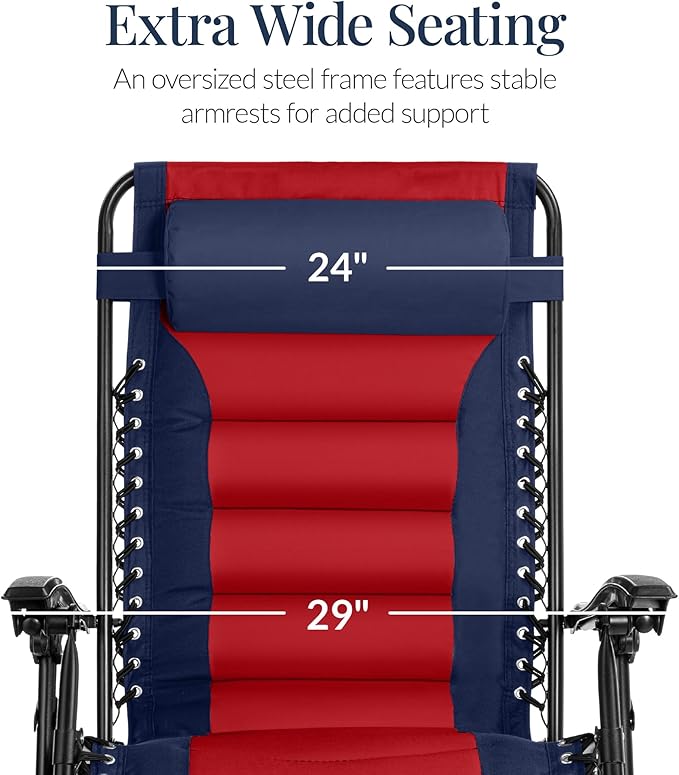 Best Choice Products Oversized Padded Zero Gravity Chair, Folding Outdoor Patio - Image 3