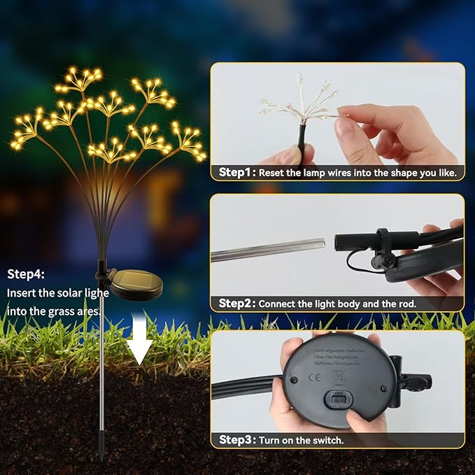 JJGoo Solar Garden Lights, New Upgraded 6 Pack Solar Swaying Starburst Light - Image 7