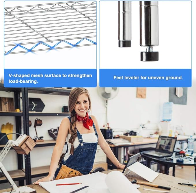 BestOffice | 5-Tier Wire Storage Shelves | 36x14x72 | Chrome | - Image 6